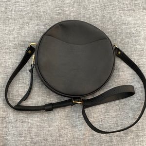 Portland leather circle crossbody bag black large